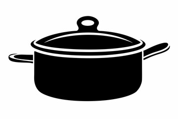 saucepan silhouette line art vector illustration with a white background