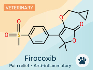 Firocoxib molecule. Veterinary NSAID for pain and inflammation treatment