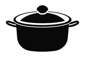 saucepan silhouette line art vector illustration with a white background