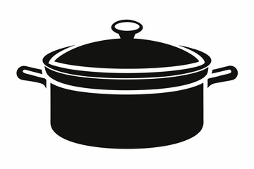 saucepan silhouette line art vector illustration with a white background