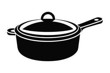saucepan silhouette line art vector illustration with a white background