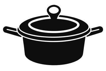 saucepan silhouette line art vector illustration with a white background