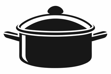 saucepan silhouette line art vector illustration with a white background