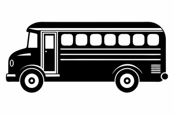 school bus icon silhouette line art vector illustration with a white background