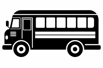 school bus icon silhouette line art vector illustration with a white background