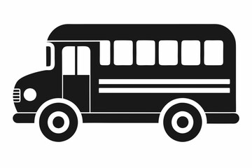 school bus icon silhouette line art vector illustration with a white background