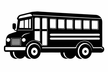 school bus icon silhouette line art vector illustration with a white background