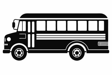 school bus icon silhouette line art vector illustration with a white background