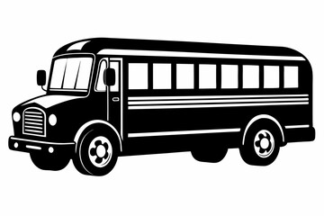 school bus icon silhouette line art vector illustration with a white background
