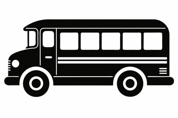 school bus icon silhouette line art vector illustration with a white background