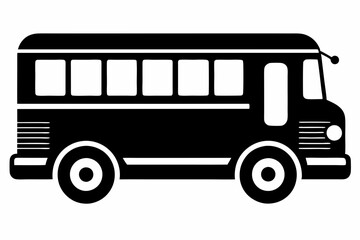 school bus icon silhouette line art vector illustration with a white background
