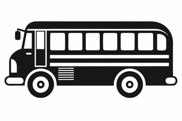 school bus icon silhouette line art vector illustration with a white background