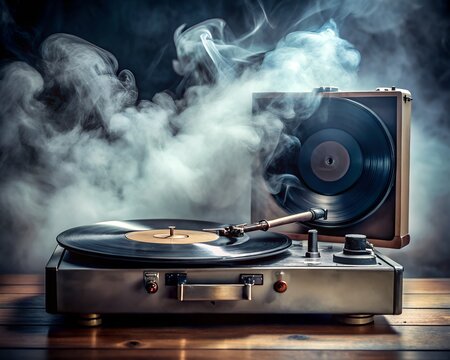 dj turntable and vinyl record