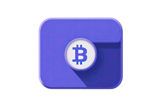 Purple square icon, Bitcoin symbol - Powered by Adobe
