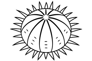 sea urchin silhouette line art vector illustration with a white background