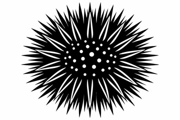 Obraz premium sea urchin silhouette line art vector illustration with a white background