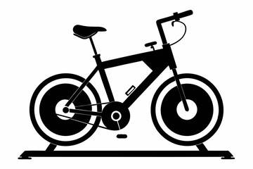Fototapeta premium stationary bike silhouette line art vector illustration with a white background