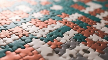 Obraz premium Close up view of a multicolored puzzle representing problem solving strategies