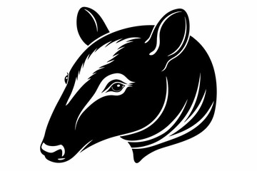 tapir head silhouette line art vector illustration with a white background