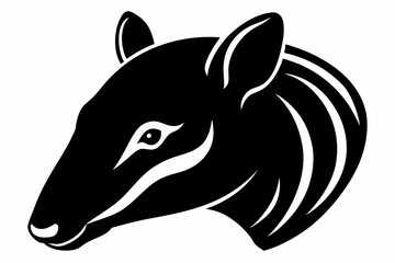 tapir head silhouette line art vector illustration with a white background