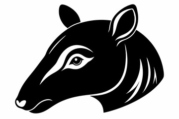 tapir head silhouette line art vector illustration with a white background