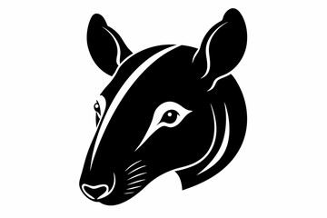 tapir head silhouette line art vector illustration with a white background