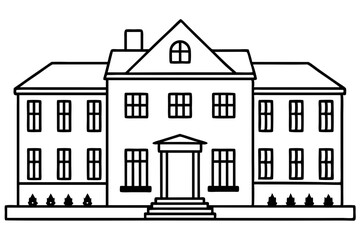 tenement silhouette line art vector illustration with a white background