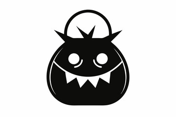 trick or treat bag icon silhouette line art vector illustration with a white background