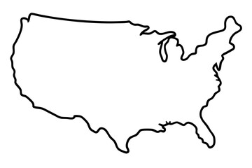 usa map silhouette line art vector illustration with a white background