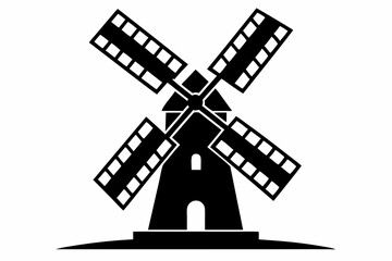 windmill icon silhouette line art vector illustration with a white background