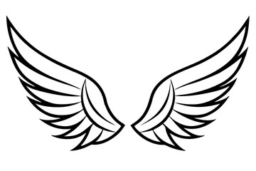 Fototapeta premium wing silhouette line art vector illustration with a white background