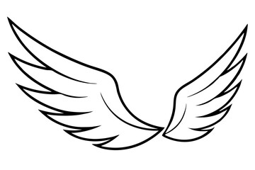 wing silhouette line art vector illustration with a white background