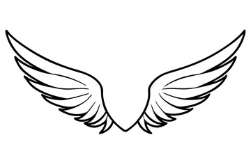 wing silhouette line art vector illustration with a white background
