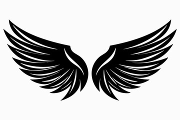 wing silhouette line art vector illustration with a white background
