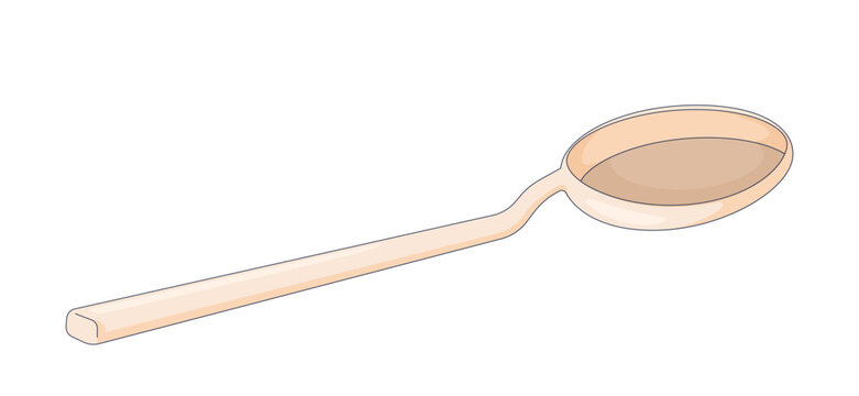 Cooking spoon tablespoon 2D cartoon object. Kitchenware utensil. Food preparation. Tableware dishware. Culinary and kitchen tool isolated element flat vector clip art on white. Spot illustration