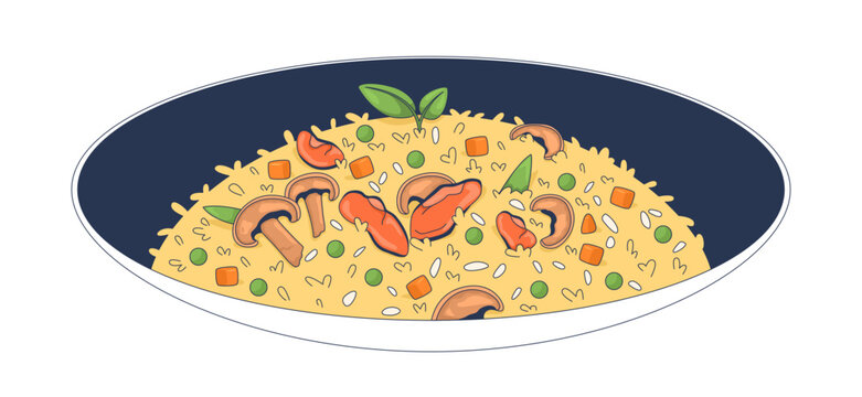 rice dish with vegetables and mushrooms clip art preview