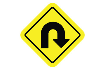 U-turn ahead traffic sign road. U-Turn road sign. eps 10.