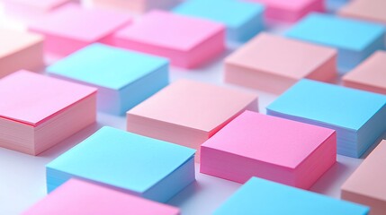 Fototapeta premium Pastel sticky notes arranged in a grid pattern