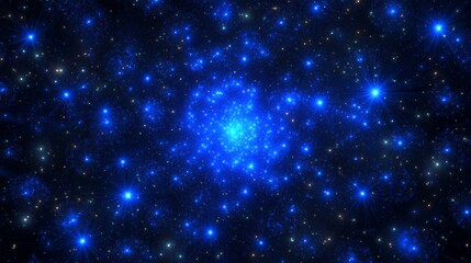 Obraz premium Cosmic Symphony: A captivating expanse of twinkling stars in a deep blue night sky