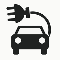 Obraz premium Electric car icon with charging plug symbolizing eco-friendly transport 