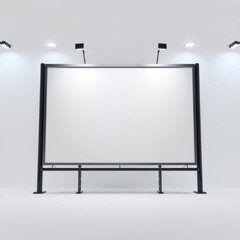 Naklejka premium Large blank billboard with lighting ready for advertisement isolated white background transparent background billboard blank mockup display empty poster advertising