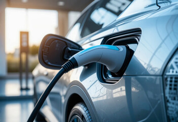 Electric Car Charging at EV Station &ndash; Clean Energy and Future Mobility.