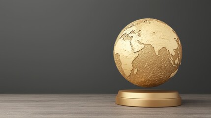 Gold Digital Globe on a Stand Symbolizing Global Connection and Modern Innovation