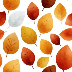 Colorful Autumn Leaves Seamless Pattern, Background, Illustration