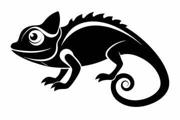 chameleon silhouette line art vector illustration with a white background