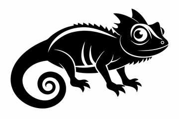 Fototapeta premium chameleon silhouette line art vector illustration with a white background