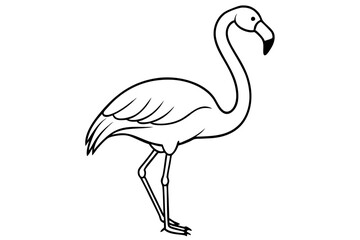 flamingo silhouette line art vector illustration with a white background