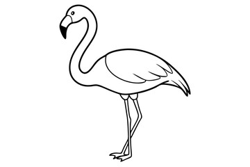 Obraz premium flamingo silhouette line art vector illustration with a white background