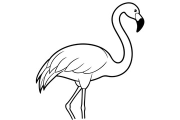 flamingo silhouette line art vector illustration with a white background