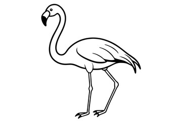 Obraz premium flamingo silhouette line art vector illustration with a white background